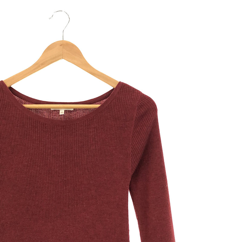 PAULE KA / ポールカ ウール ハイゲージ リブ ケーブル 切替 フレア ニット ワンピース