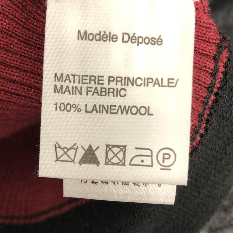 PAULE KA / ポールカ ウール ハイゲージ リブ ケーブル 切替 フレア ニット ワンピース