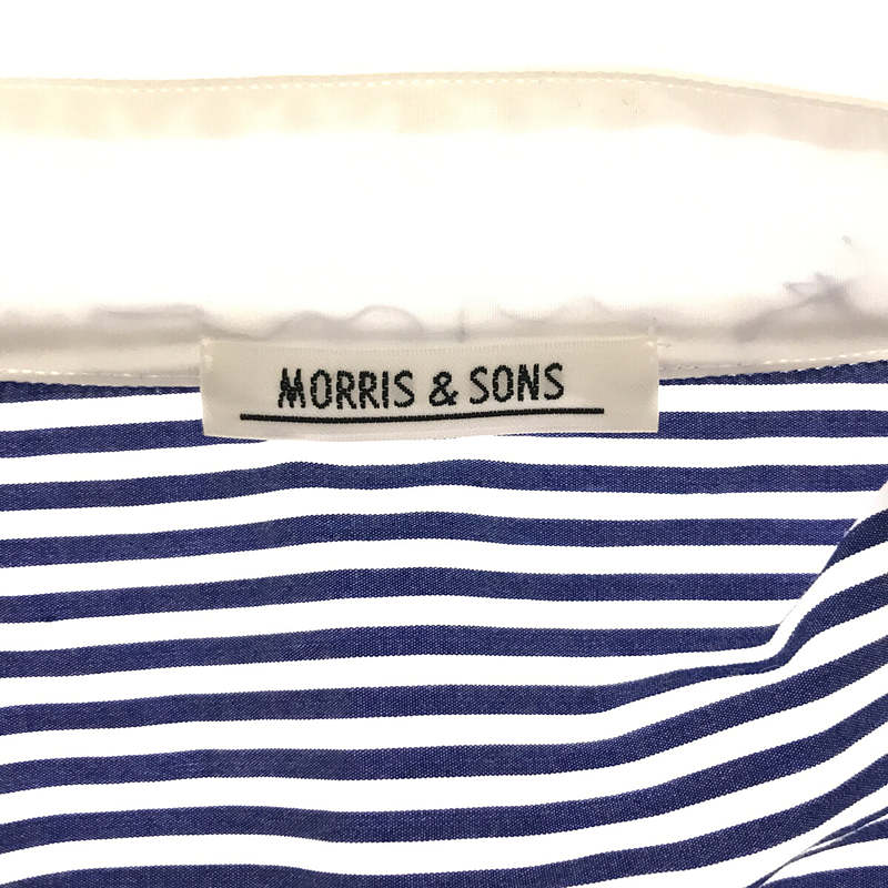 MORRIS&SONS / モリスアンドサンズ コットン ストライプ バンドカラー クレリック シャツ ワンピース
