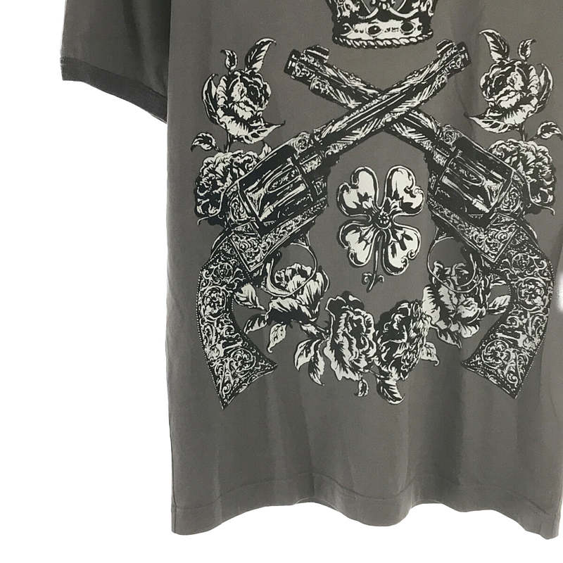 DOLCE&GABBANA / ドルチェ&ガッバーナ ドルガバ イタリア製 フロッキー クラウン プリント リンガー Tシャツ