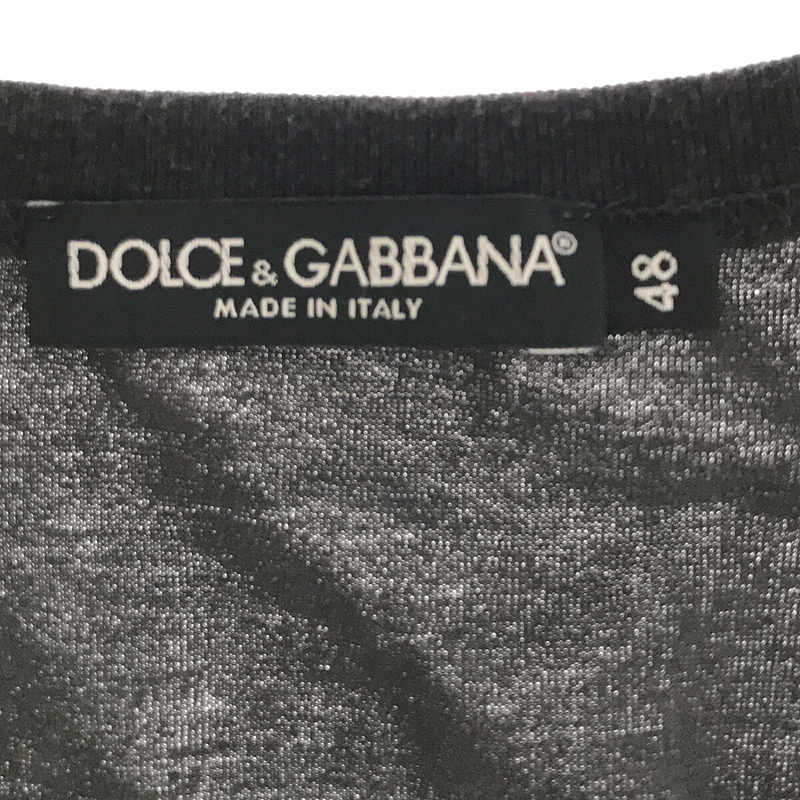 DOLCE＆GABBANA / ドルチェ＆ガッバーナ ドルガバ イタリア製 フロッキー クラウン プリント  リンガー Tシャツ