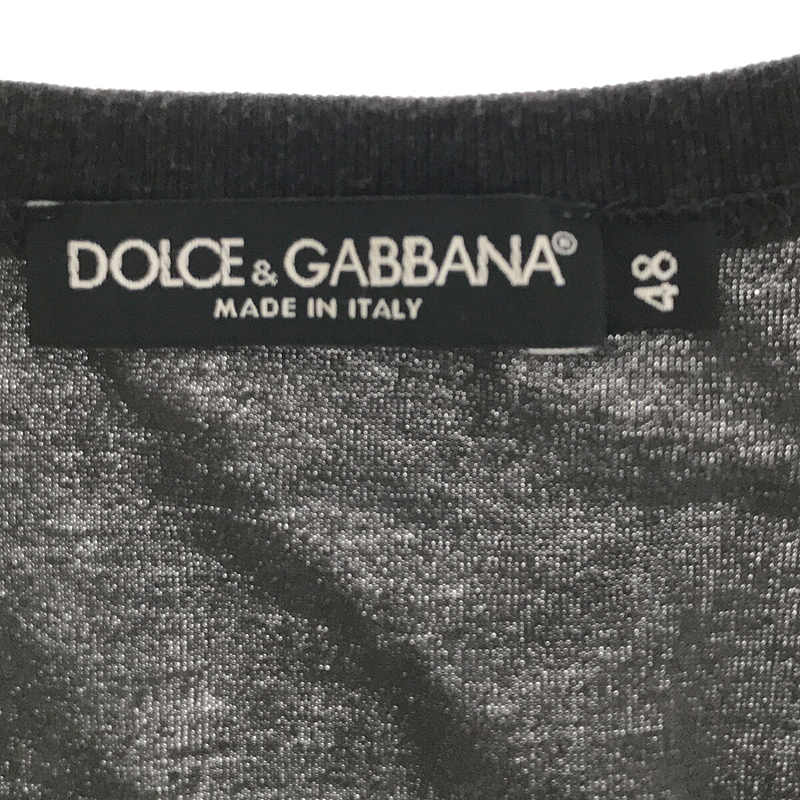 DOLCE&GABBANA / ドルチェ&ガッバーナ ドルガバ イタリア製 フロッキー クラウン プリント リンガー Tシャツ