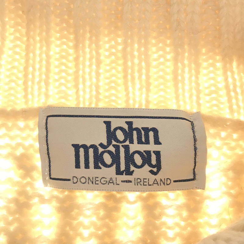 John Molloy / ジョンモロイ アイルランド製 ウール ローゲージ ケーブル編み アラン ニットカーディガン