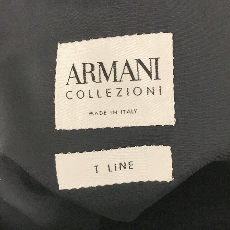 ARMANI COLLEZIONI / アルマーニ コレツォーニ T LINE イタリア製 SUPER 150'S ウール ピンストライプ ノッチドラペル 2B テーラード ジャケット スラックス セットアップ スーツ フォーマル