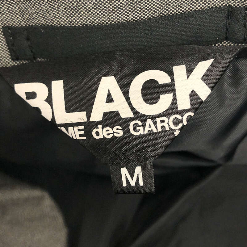 BLACK COMME des GARCONS / ブラックコムデギャルソン ポリエステル ウール 製品洗い プリーツ 切替 ロング ジャケット コート