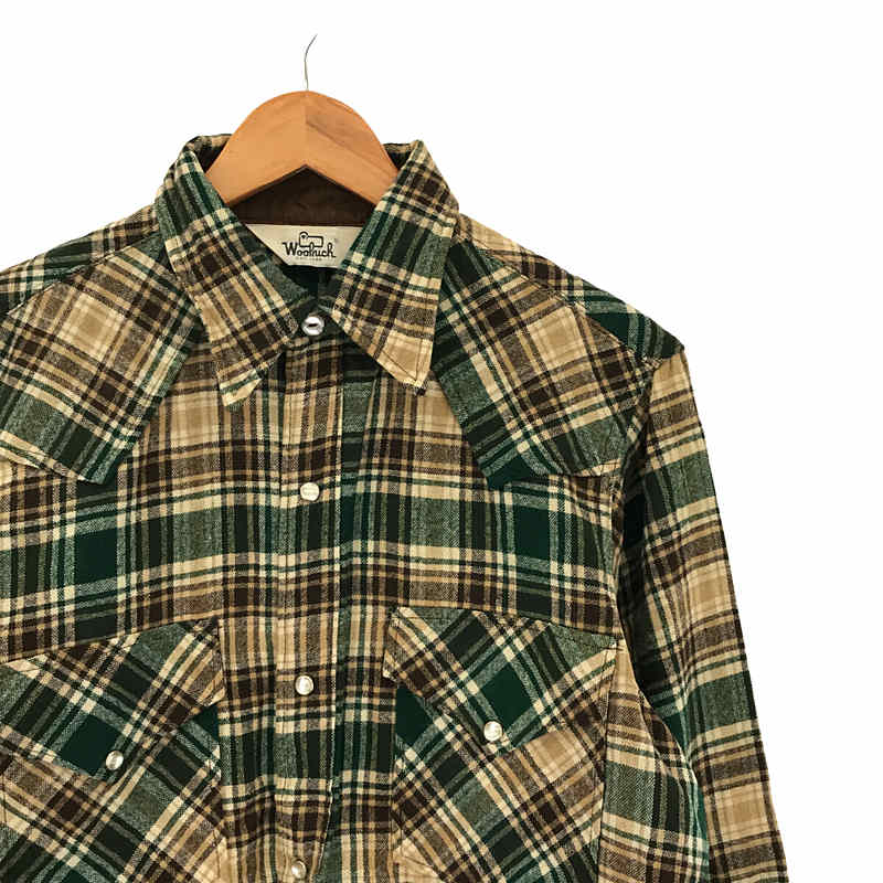 60s - 70s VINTAGE ヴィンテージ 白タグ ウール タータンチェック ウエスタン シャツWOOLRICH / ウールリッチ