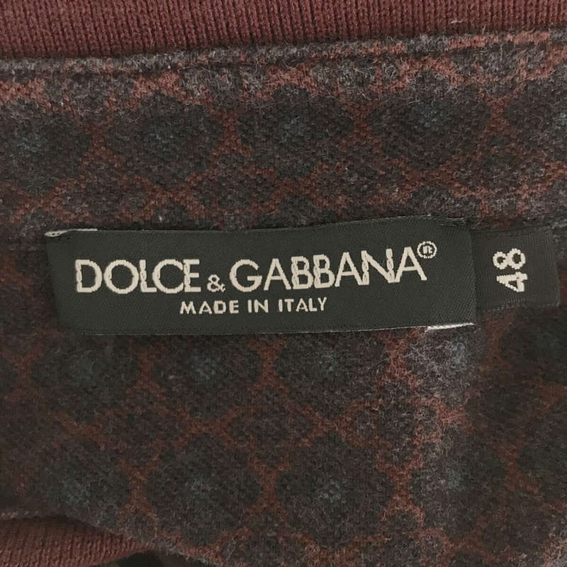 イタリア製 孔雀柄 総柄 プリント ポロ シャツ バック レザー パッチDOLCE＆GABBANA / ドルチェ＆ガッバーナ ドルガバ