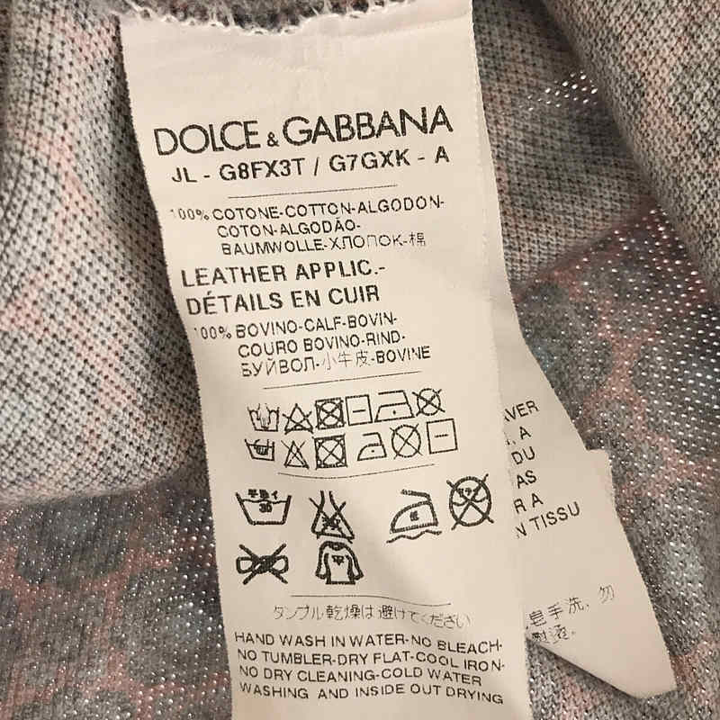 DOLCE＆GABBANA / ドルチェ＆ガッバーナ ドルガバ イタリア製 孔雀柄 総柄 プリント ポロ シャツ バック レザー パッチ