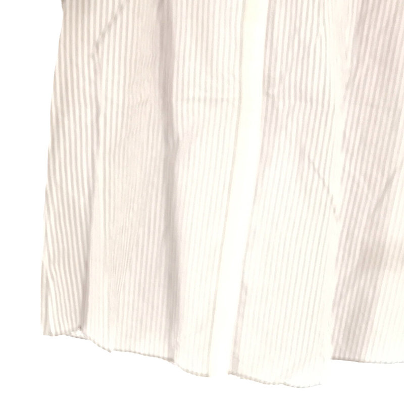 IENA / イエナ コットン レーヨン ストライプ 丸襟 比翼 フレンチスリーブ クレリック シャツ ブラウス