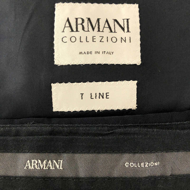 ARMANI COLLEZIONI / アルマーニ コレツォーニ | T LINE イタリア製  ウール シャドー チェック ピンストライプ ノッチドラペル 2B テーラード ジャケット スラックス セットアップ スーツ フォーマル | 52 | ネイビー | メンズ