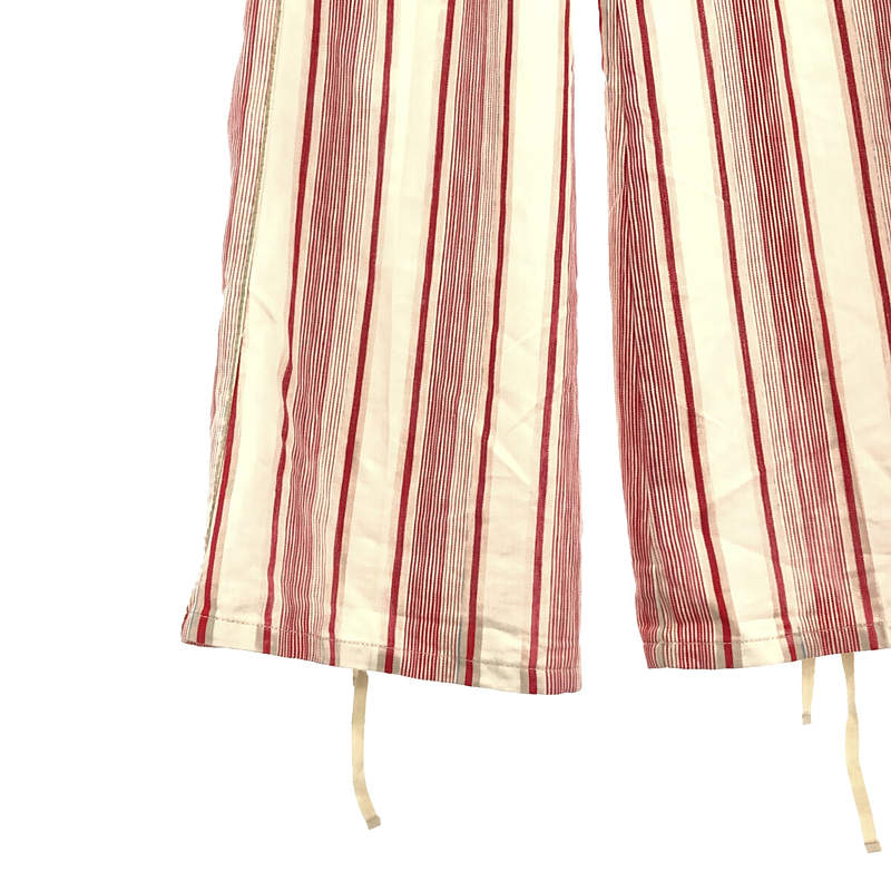 MARITHE + FRANCOIS GIRBAUD / マリテ＋フランソワ ジルボー コットン ポリエステル リネン ストライプ ワイド ワーク パンツ