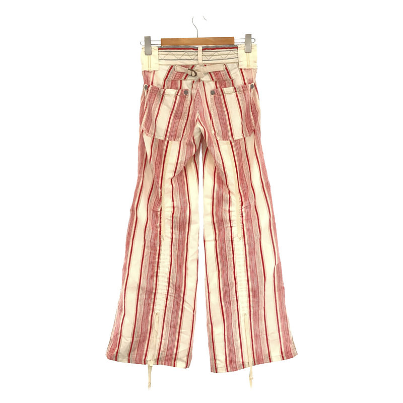 MARITHE + FRANCOIS GIRBAUD / マリテ＋フランソワ ジルボー コットン ポリエステル リネン ストライプ ワイド ワーク パンツ