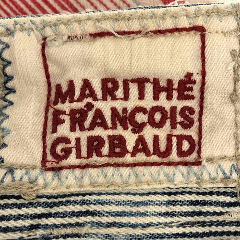 MARITHE + FRANCOIS GIRBAUD / マリテ＋フランソワ ジルボー コットン ポリエステル リネン ストライプ ワイド ワーク パンツ