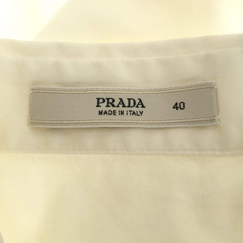 PRADA / プラダ コットン ナイロン ショルダー ギャザー パフスリーブ 半袖 ブラウス