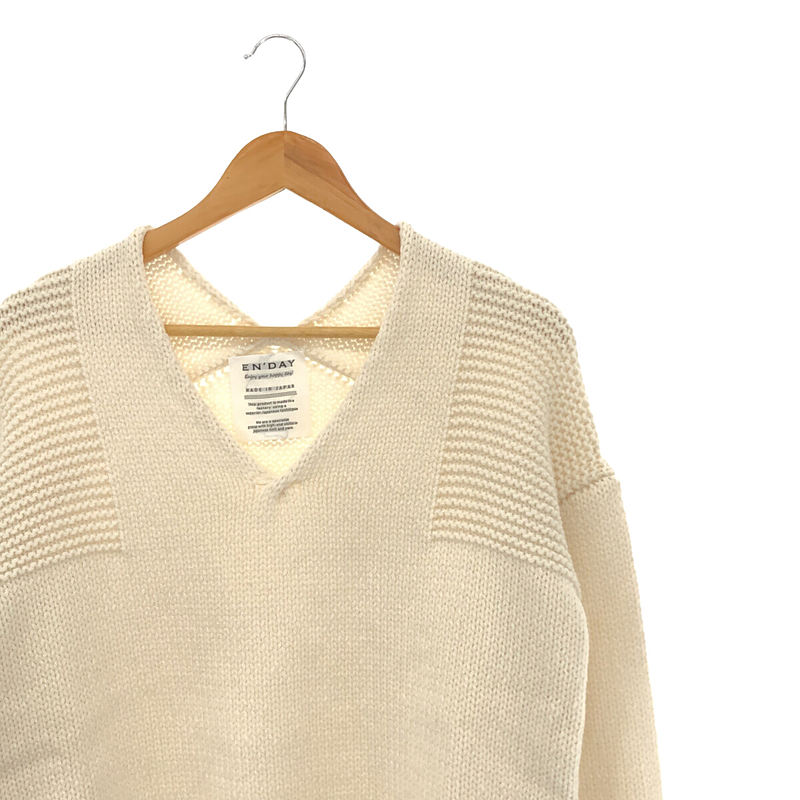 その他 Vネック 切替 ウール ニット プルオーバー セーター