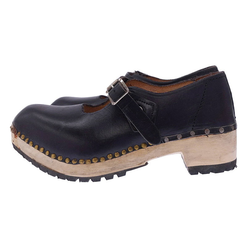 その他 サボ ウッドソール ストラップ レザー シューズ