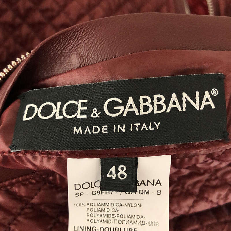 DOLCE＆GABBANA / ドルチェ＆ガッバーナ ドルガバ キルティング レザー パイピング ジップアップ フード ブルゾン