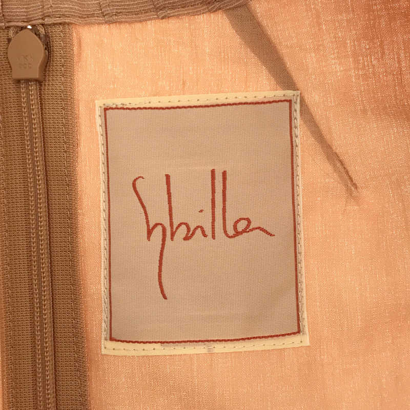 SYBILLA / シビラ シルク混 フロント タック サイド ポケット ロング フレア ワンピース ベルト付き