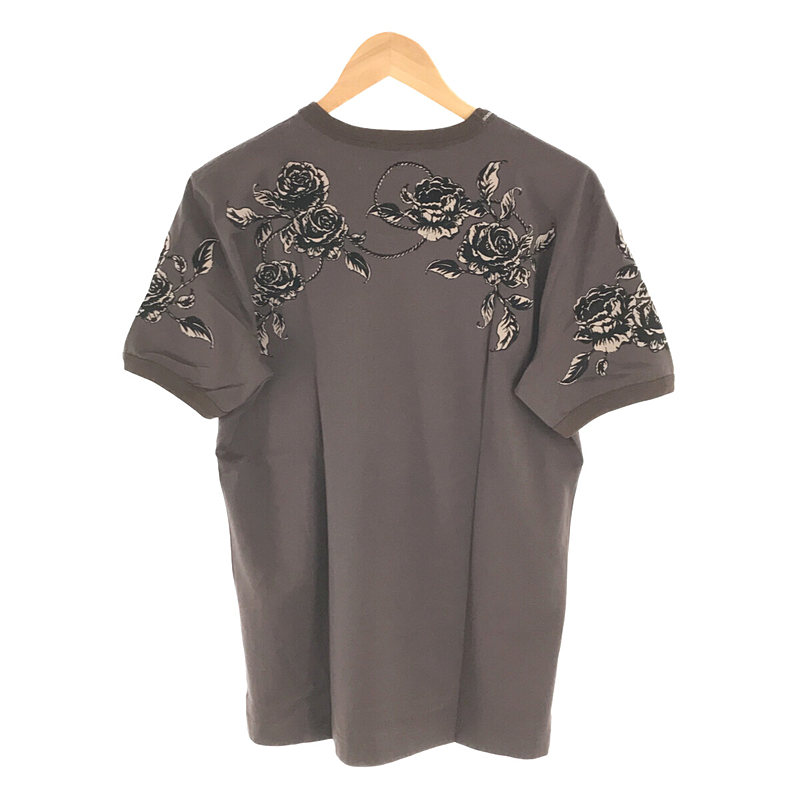 DOLCE＆GABBANA / ドルチェ＆ガッバーナ ドルガバ イタリア製 フロッキー ローズ 両面 プリント リンガー Tシャツ