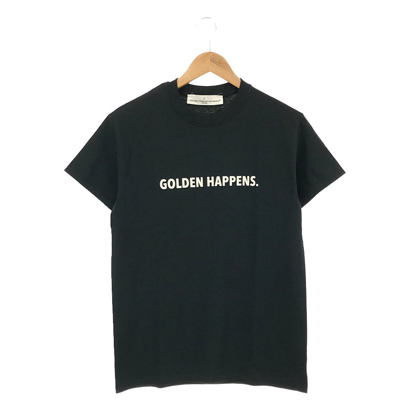 GOLDEN HAPPENS コットン クルーネック ロゴ 両面プリント Ｔシャツ カットソー