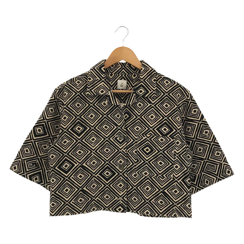 PRINT SHORT SLEEVE SHIRT ダイヤ柄 プリントショートスリーブジャケット