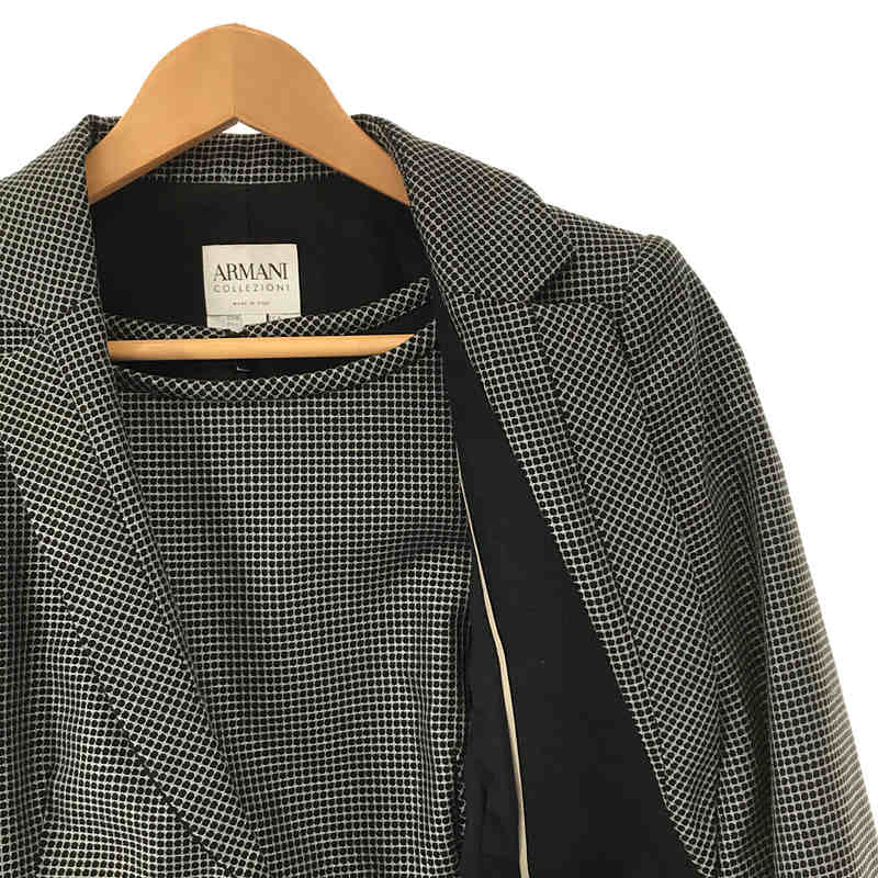 ARMANI COLLEZIONI / アルマーニコレツォーニ イタリア製 ウール シルク ドット ジャガード テーラード ジャケット ワンピース セットアップ スーツ ベルト・ハンガー付き