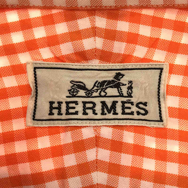 HERMES / エルメス フランス製 コットン ギンガムチェック セリエボタン ボタンダウン シャツ