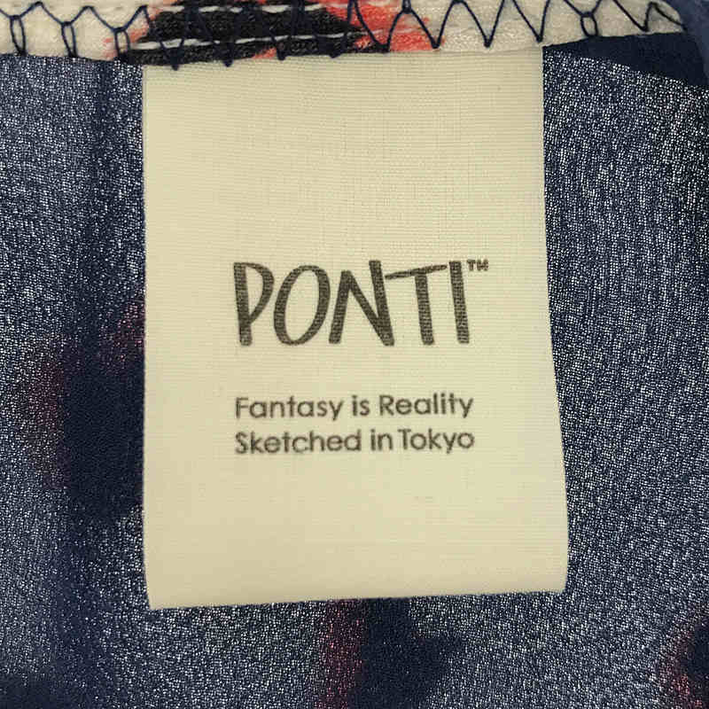 PONTI / ポンティ CORAL INKJET COMBINATION TOP シルク 切替 柄 ブラウス トップス