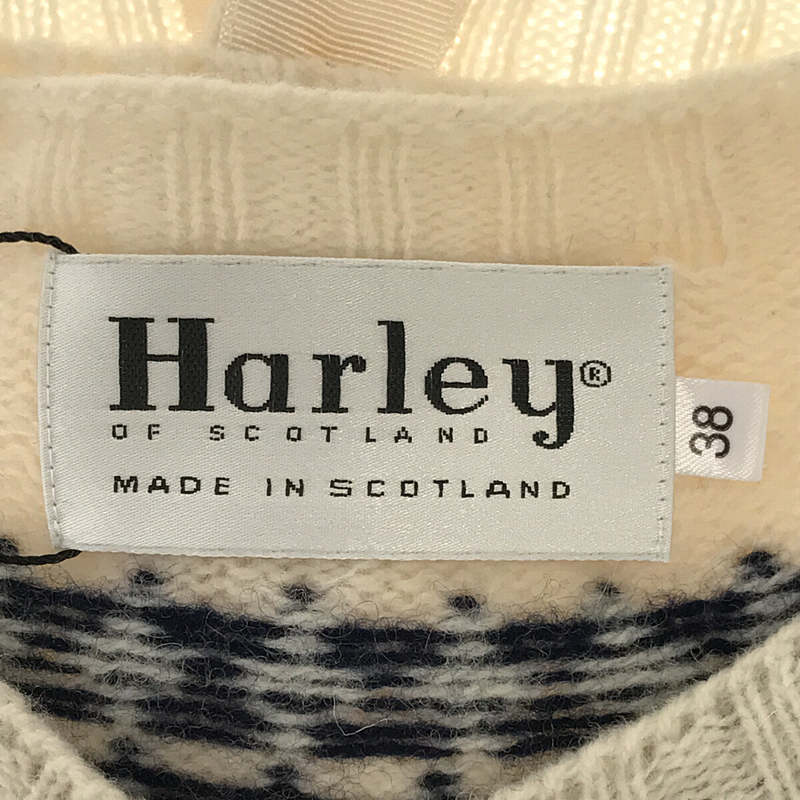 Harley Of Scotland / ハーレーオブスコットランド 英国製 ウール ノルディック クルーネック ニット カーディガン