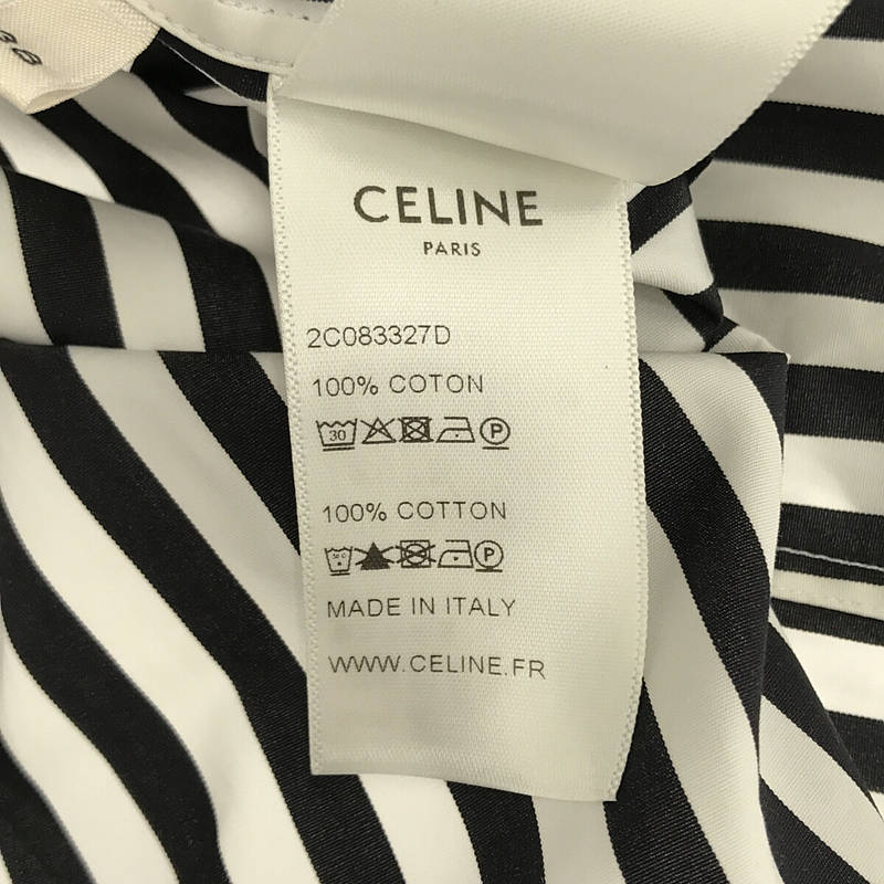 CELINE / セリーヌ エディスリマン / イタリア製 コットン ストライプ バンドカラー シャツ