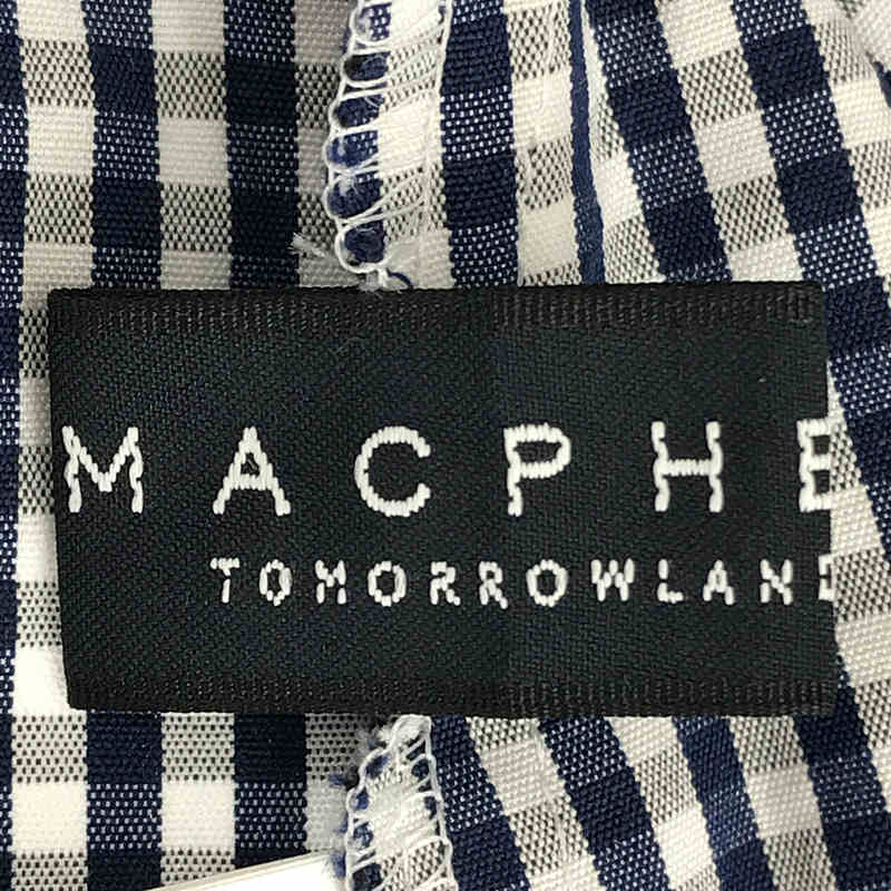 Tomorrowland MACPHEE / トゥモローランド マカフィー コットン ギンガムチェック バック オープン パフスリーブ プルオーバー トップス