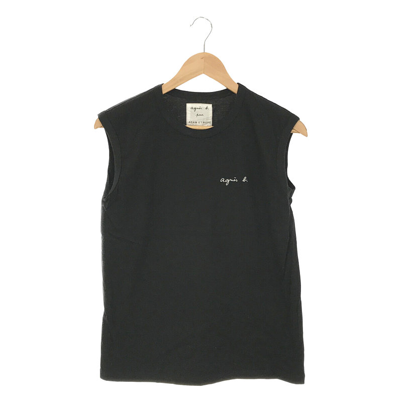 ADAM ET ROPE' アダムエロペ ロゴ ノースリーブ Tシャツ black