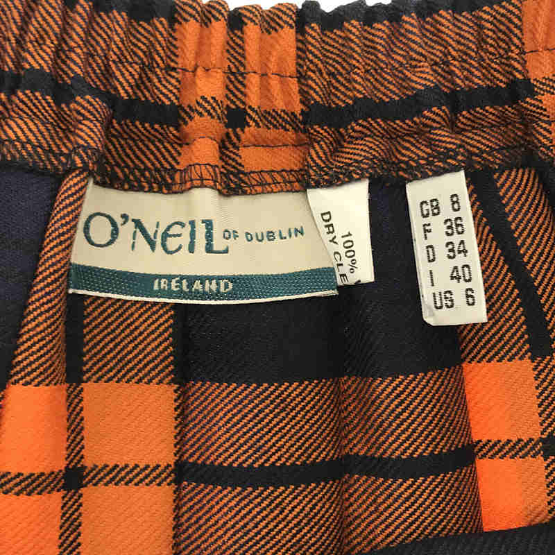 O'NEIL OF DUBLIN / オニールオブダブリン チェック ラップ キルト ロング スカート 巻き orange