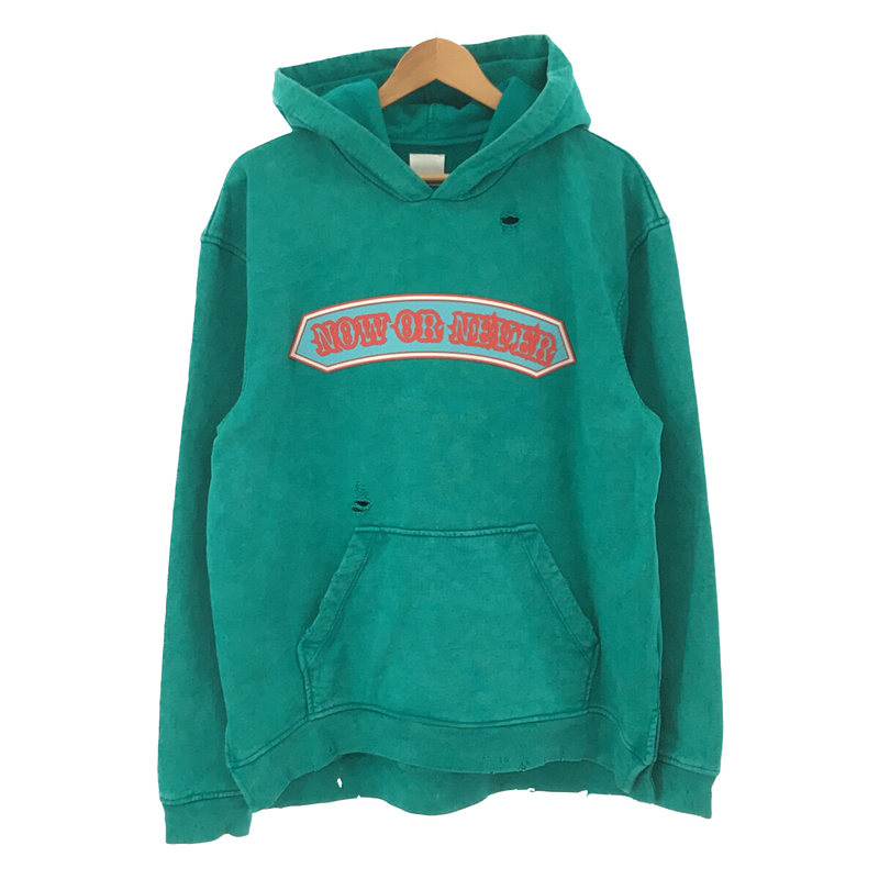 NOW OR NEVER HOODIE USA製 ダメージ加工 ビッグシルエット プル