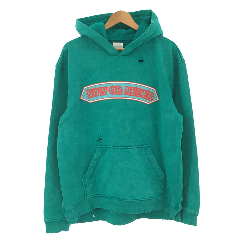 NOW OR NEVER HOODIE USA製 ダメージ加工 ビッグシルエット プル ...