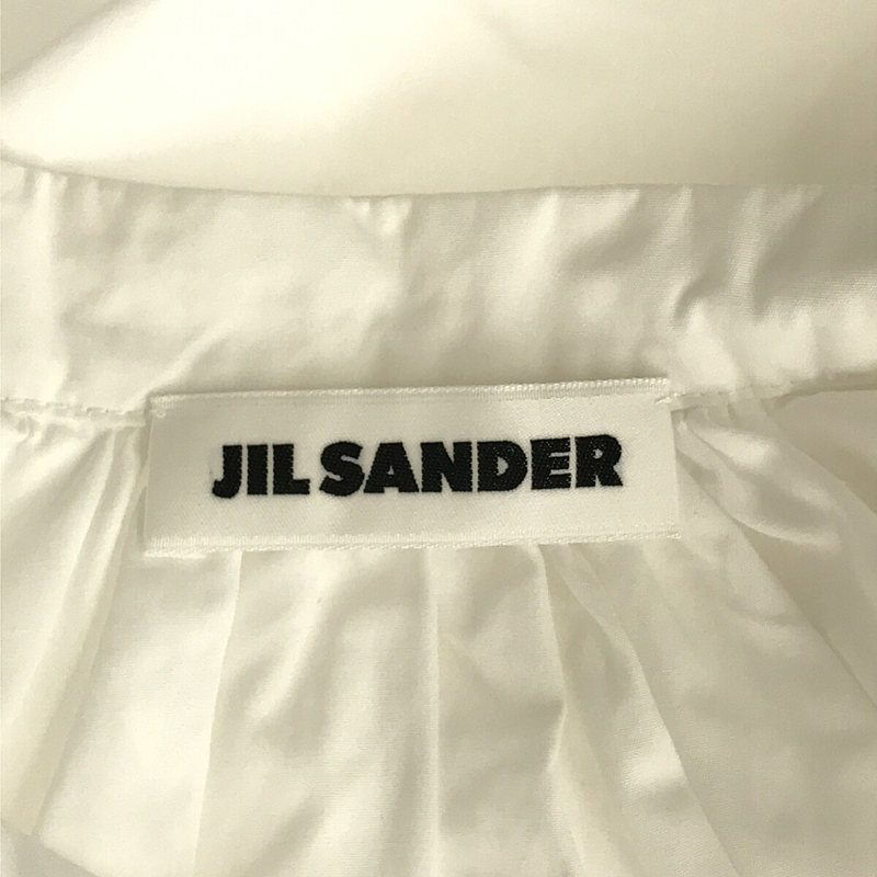 JIL SANDER / ジルサンダー コットン バンドカラー スキッパー ギャザー 立体 スリーブ プルオーバー ブラウス