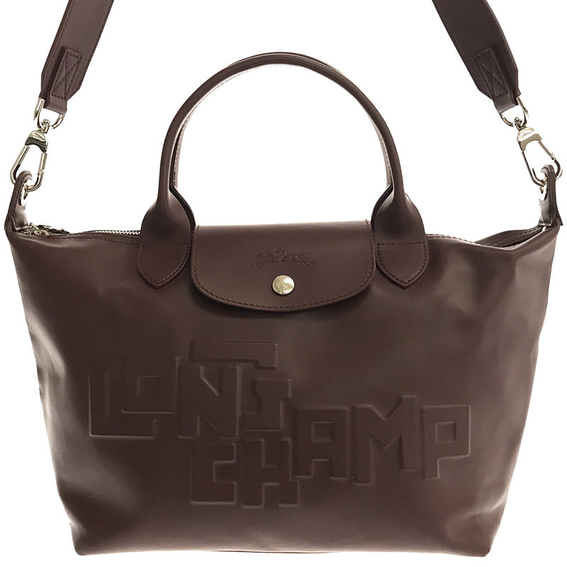 Longchamp / ロンシャン 1512712E78 フランス製 2way LE PLIAGE CUIR ESTAMPE TOP HANDLE BAG ショルダー 保存袋有