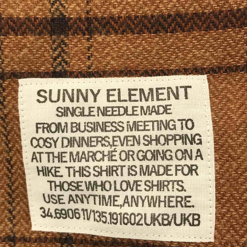 SUNNY ELEMENT / サニーエレメント Sleeping Shirt コットン チェック スリーピング シャツ