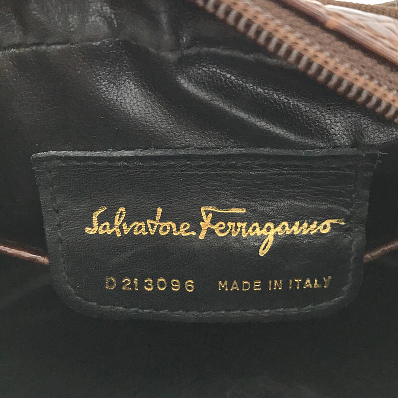 Salvatore Ferragamo / サルヴァトーレ フェラガモ D213096 レザー 型押し ショルダー バッグ ポシェット 保存袋有