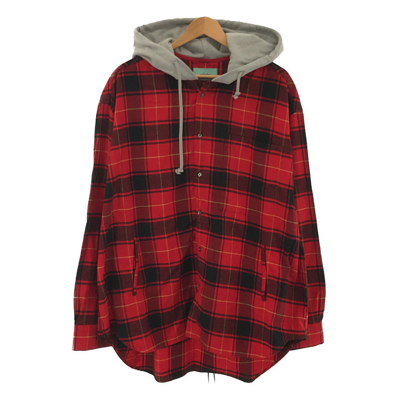 NEW BASIC LOGO HOOD FLANNEL SHIRT チェック ビッグシルエット フーディー シャツ ジャケット ブルゾン  ユニセックスMINDSEEKER / マインドシーカー