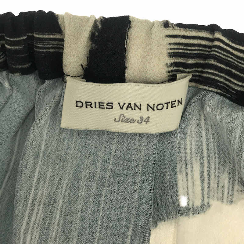 DRIES VAN NOTEN / ドリスヴァンノッテン | VISCOSE 総柄 スカート | 34 | ネイビー | レディース