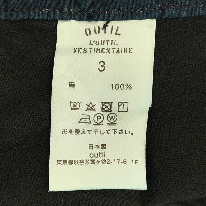 OUTIL / ウティ PANTALON LAURIE パンタロン ローリー リネン インディゴ染め 2タック ショート パンツ