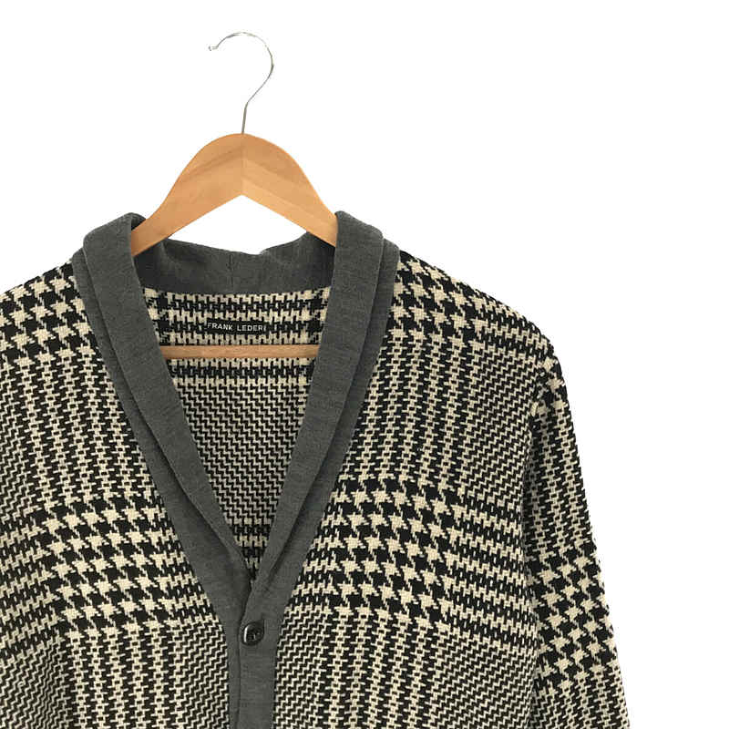 FRANK LEDER / フランクリーダー Dogtooth Wool ドッグトゥース ウール ショールカラー カーディガン