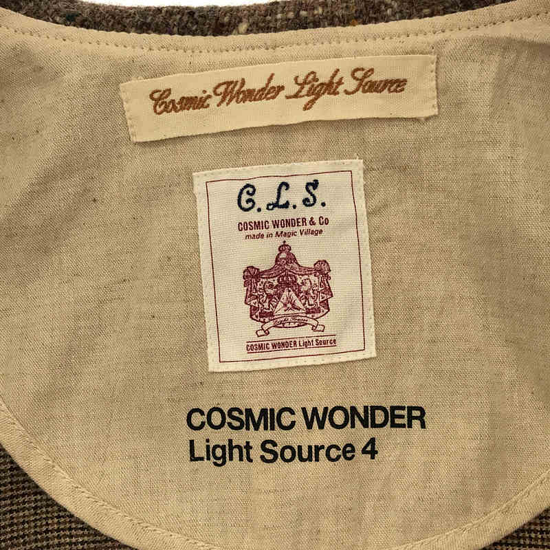 COSMIC WONDER / コズミックワンダー × HARRIS TWEED ハリスツイード 別注 異素材 切替 パッチワーク ツイード ベルト付き ウール ロング ワンピース