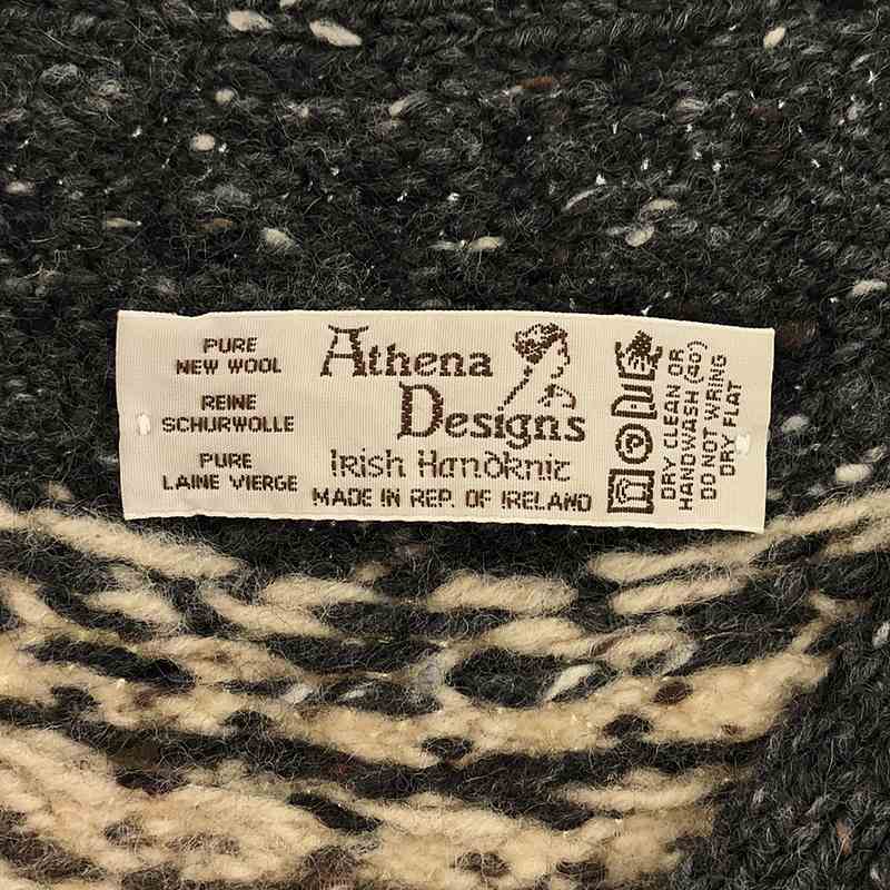 Athena Designs / アテナデザイン ウール ノルディック柄 ハンドニットカーディガン