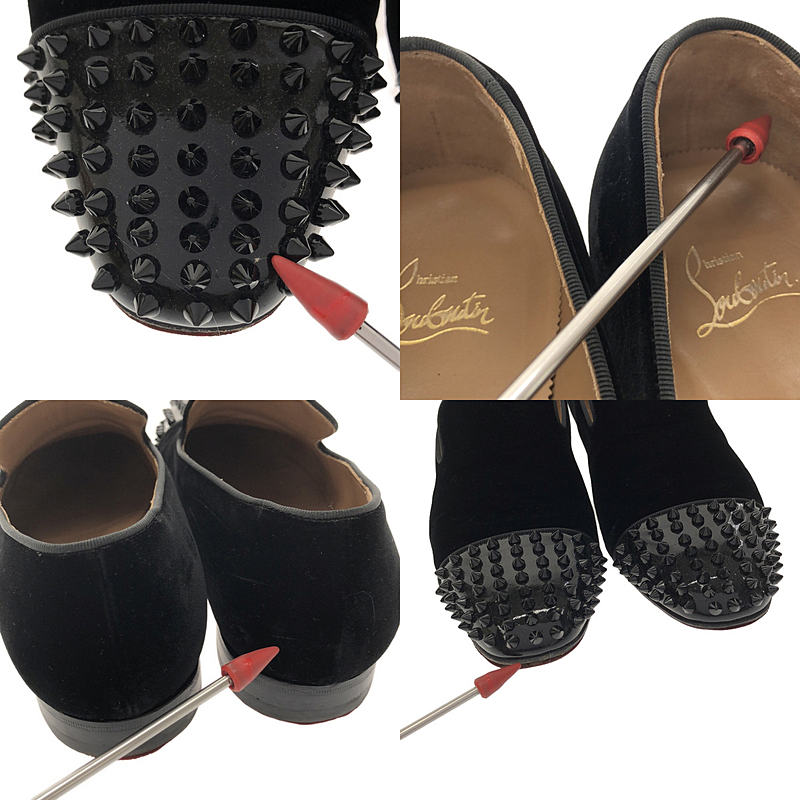 Christian Louboutin / クリスチャンルブタン SPPOKY ベルベット パテントレザー スパイクスタッズ スリッポンシューズ