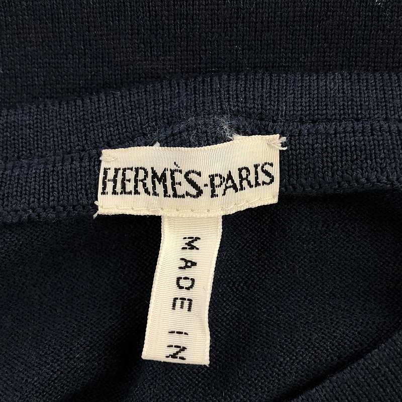 HERMES / エルメス スカーフ柄 切替 クルーネックニット