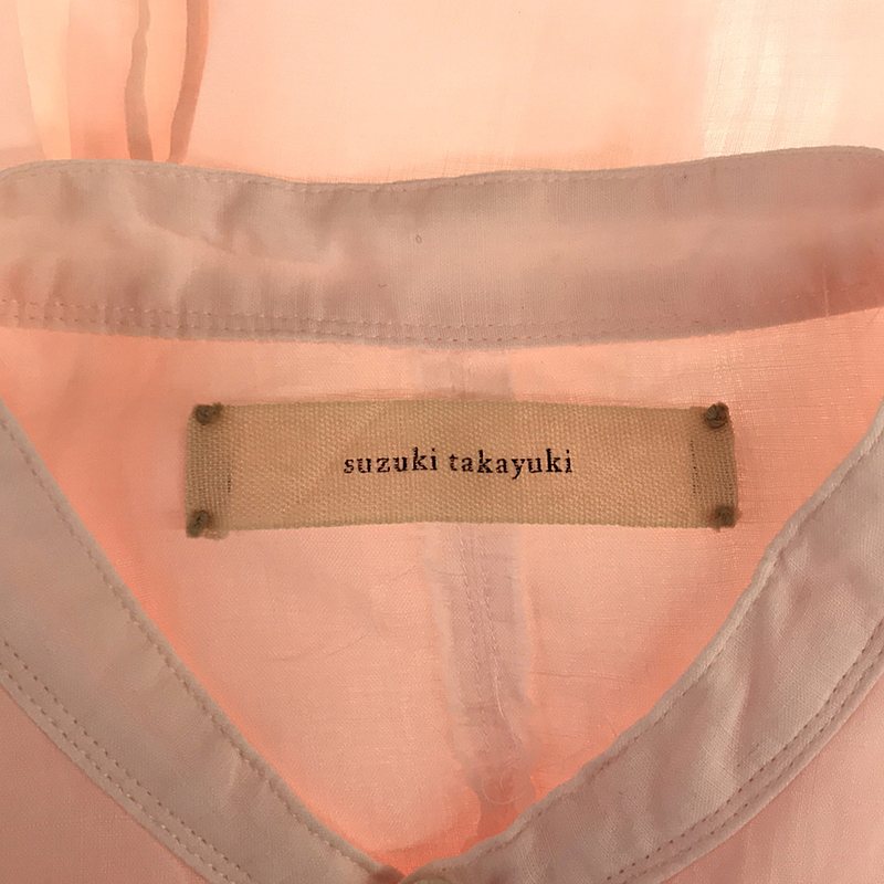 suzuki takayuki / スズキタカユキ band‐sleeve blouse リネン バンドスリーブ ギャザー ノースリーブブラウス