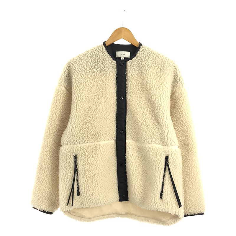 FAUX SHEARLING JACKET ボアフリース ノーカラージャケット