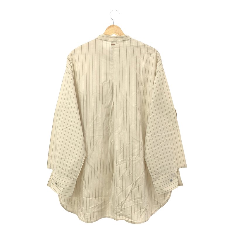 SHINYA KOZUKA / シンヤコヅカ HIS SHIRT フェイクレザーポケット バンドカラー ストライプシャツ